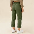 thumbnail image 6 of Women's Capri Pants Pleated Elastic Waist Trousers Solid Color Straight Leg Pants Light Weight Capris for Women Casual Summer, 6 of 8