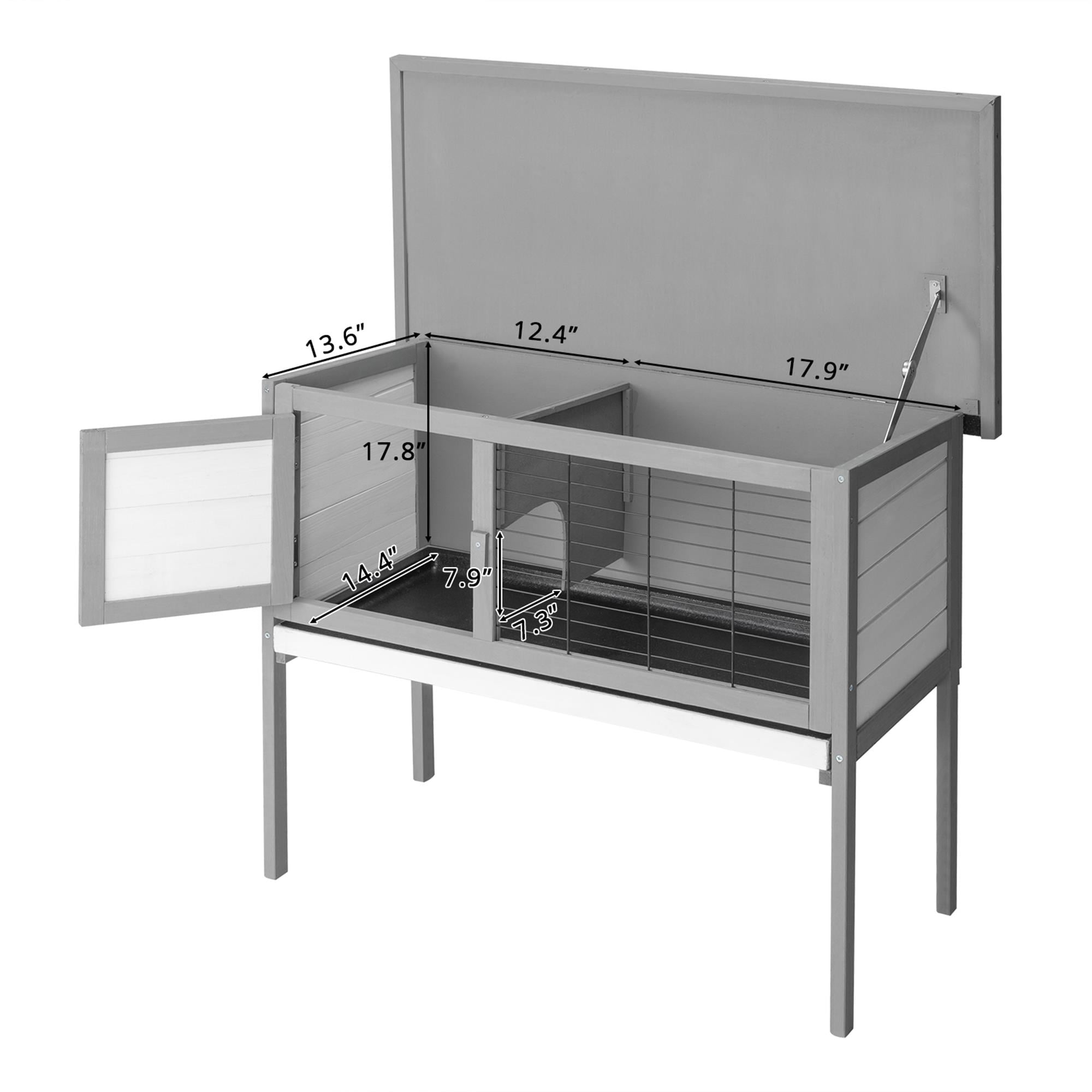 Pefilos 36" Rabbit Hutch for Indoor Wooden Pet Cages Bunny, Guinea Pig House Rabbit Cage, Gray