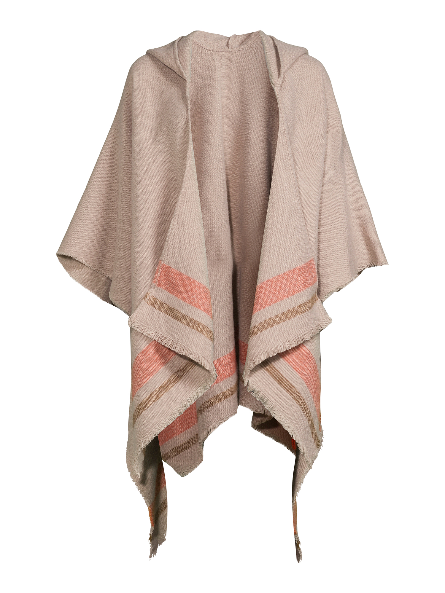 C. Wonder Women's Border Stripe Ruana Wrap with Hood
