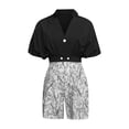 thumbnail image 6 of ibiyuan 2 Piece Sets For Women Summer Stylish Women's Shorts Set Summer V-Neck Top and Shorts Casual Outfit Comfortable Two Piece Suit for Daily Wear, 6 of 6