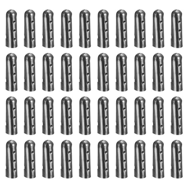 Unique Bargains Lot de 40 Embouts de Lacets en Métal 4.5x17mm Ouverture Cordons de Réparation Embouts Noirs