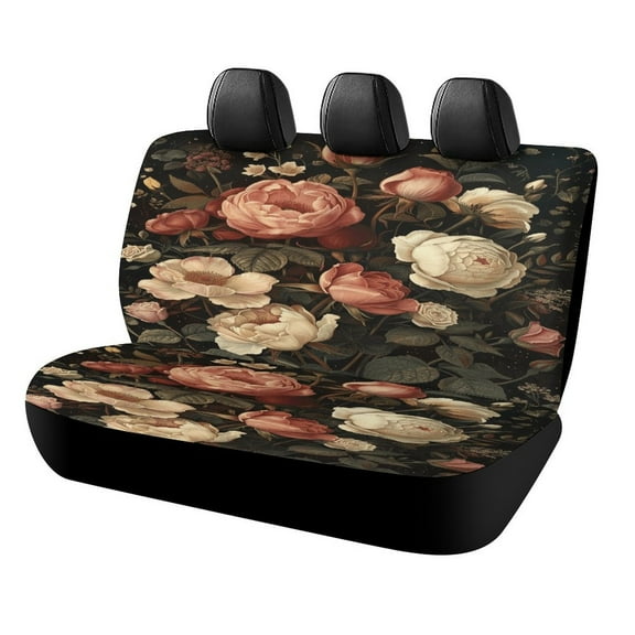 Boho Vintage Floral Car Accessories Bench Seat Covers for Cars Print Car Seat Protector Cover for Rear Universal Fit
