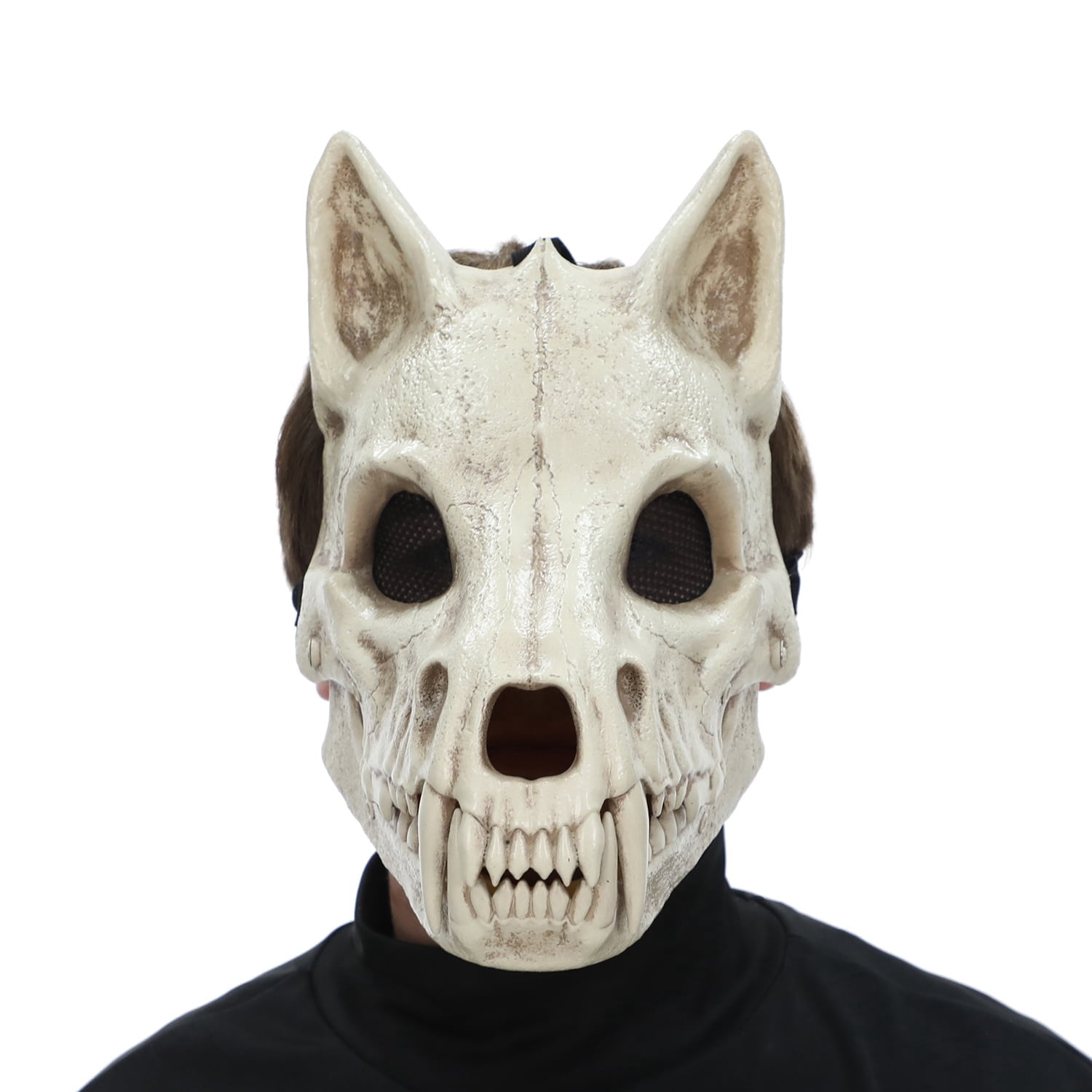 Skeleton Wolf Mask Costume Accessory for Adults, Beige, Halloween by Way To Celebrate