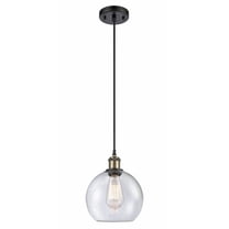 516-1P-BAB-G124-8-Innovations Lighting-Athens - 1 Light Mini Pendant In Industrial Style-10 Inches Tall and 8 Inches Wide-Black Antique Brass