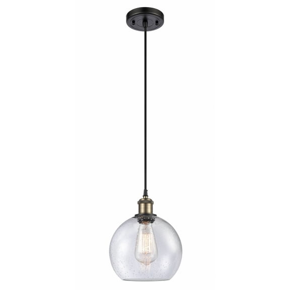 516-1P-BAB-G124-8-Innovations Lighting-Athens - 1 Light Mini Pendant In Industrial Style-10 Inches Tall and 8 Inches Wide-Black Antique Brass
