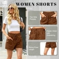 thumbnail image 5 of VDJ Womens Shorts Summer Casual Elastic Waist Drawstring Wide Leg Short Pants Caramel Solid Fashion Short Pants Size XL, 5 of 11