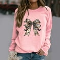 thumbnail image 2 of TFEOQRY Women's Hoodless Sweatshirts Fashion Casual Bow Printed Pullover Long Sleeve Round Neck Hoodless Sweatshirt Tops Pink, 2 of 4