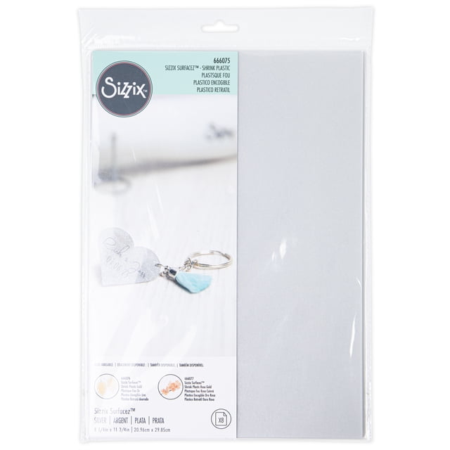 Sizzix Surfacez Metallic Shrink Plastic 8/Pkg-Silver