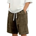 thumbnail image 6 of PIMSSY Men Shorts Corduroy Casual Relaxed Fit Summer Comfort Soft Elastic Waist With Pockets Cozy Solid Color Bottoms, 6 of 8