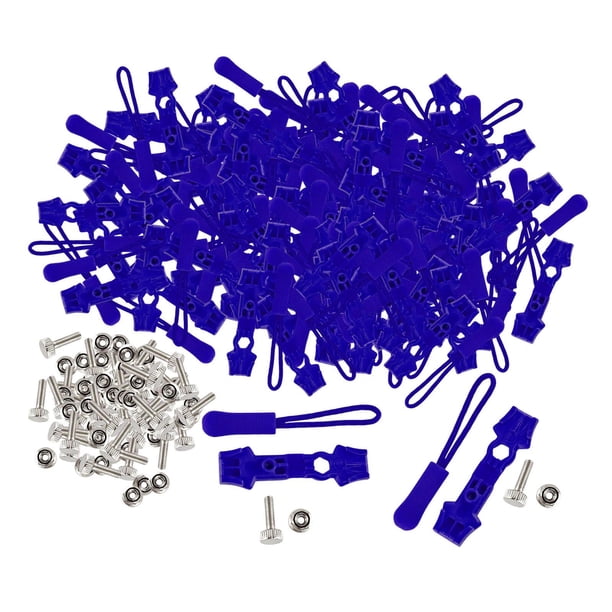 Kit de reparación de cremalleras de 200 piezas: deslizadores de repuesto para bolsas de ropa, tiradores reutilizables, Azul