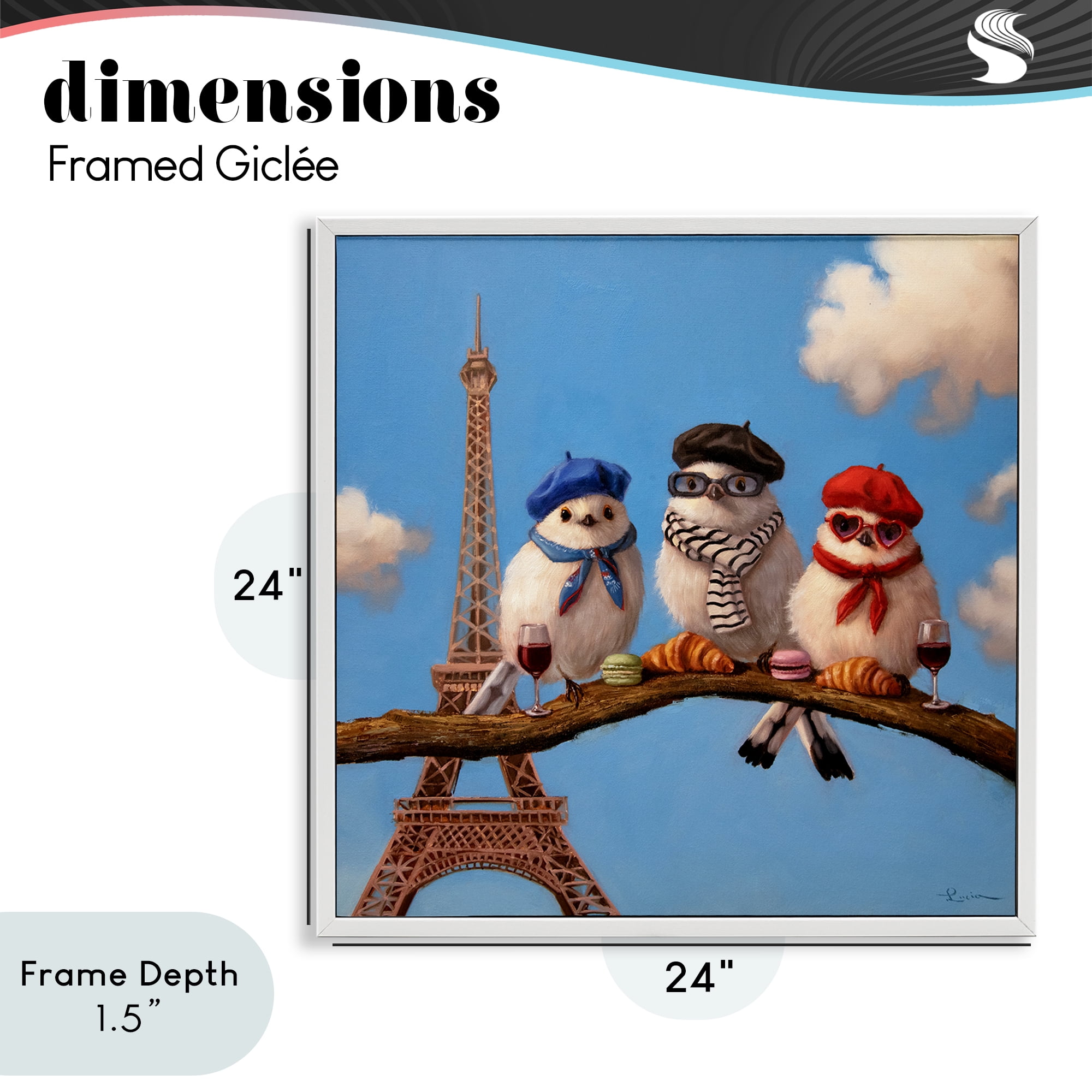 Stupell Industries Parisian Chic Birds in Paris White Framed Giclee Art, design by Lucia Heffernan