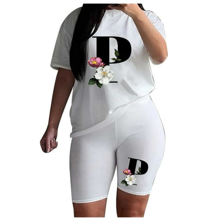 CILENON Modest Workout Clothes for Women Women s Fashion Sexy Summer Two-Piece Loose Casual T-Shirt Shorts Hot Pants Set Travel Sets for Women Clothing Set Tracksuit Women 2 Piece Outfits (Black L)