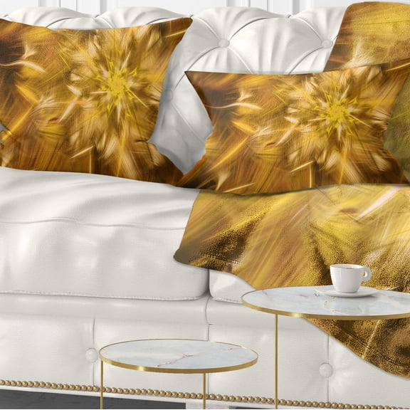 Designart Exotic Dance of Golden Flower Petals - Floral Throw Pillow - 12x20