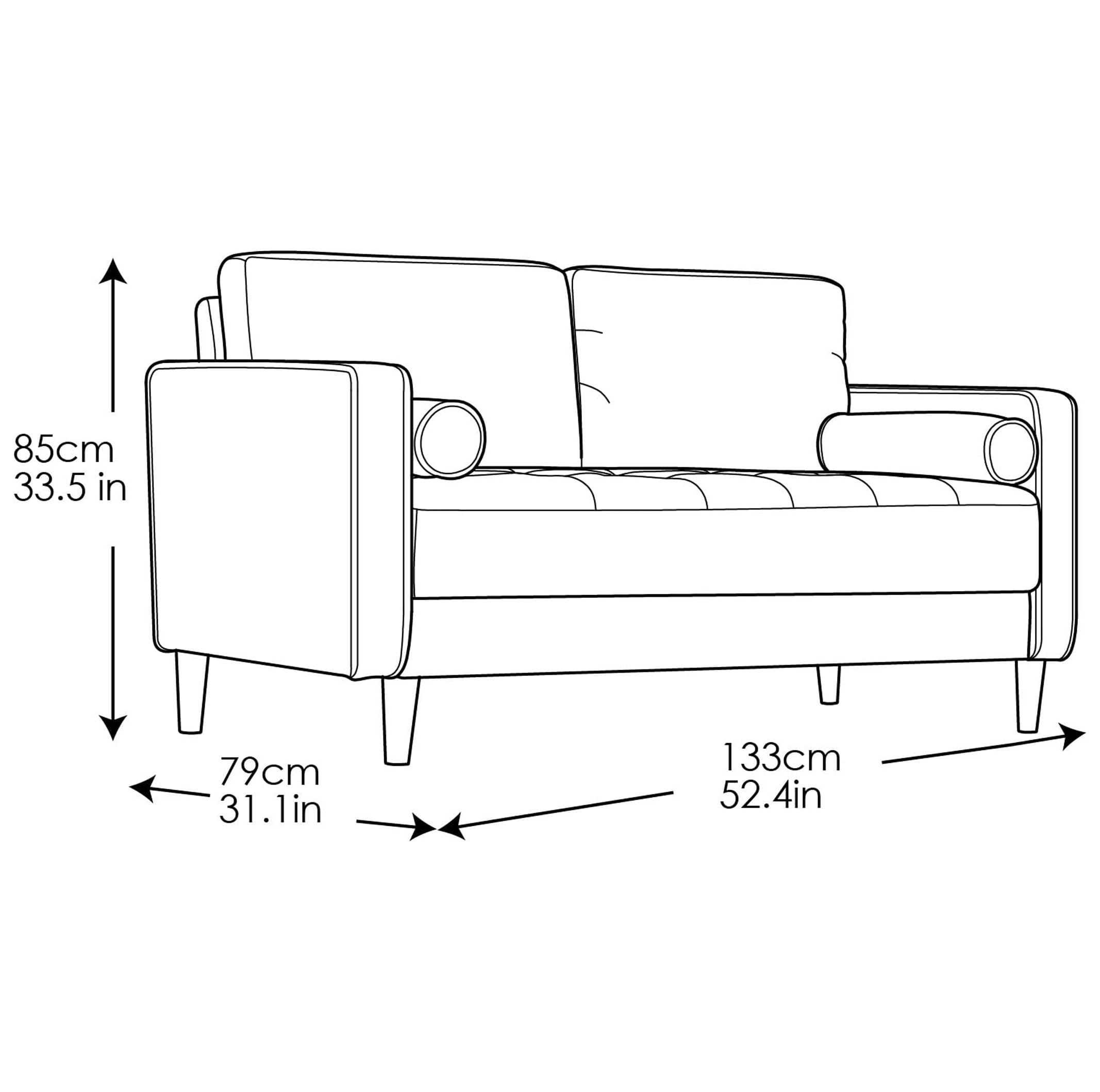 Lifestyle Solutions Lorelei Mid-Century Modern Loveseat, Gray Fabric