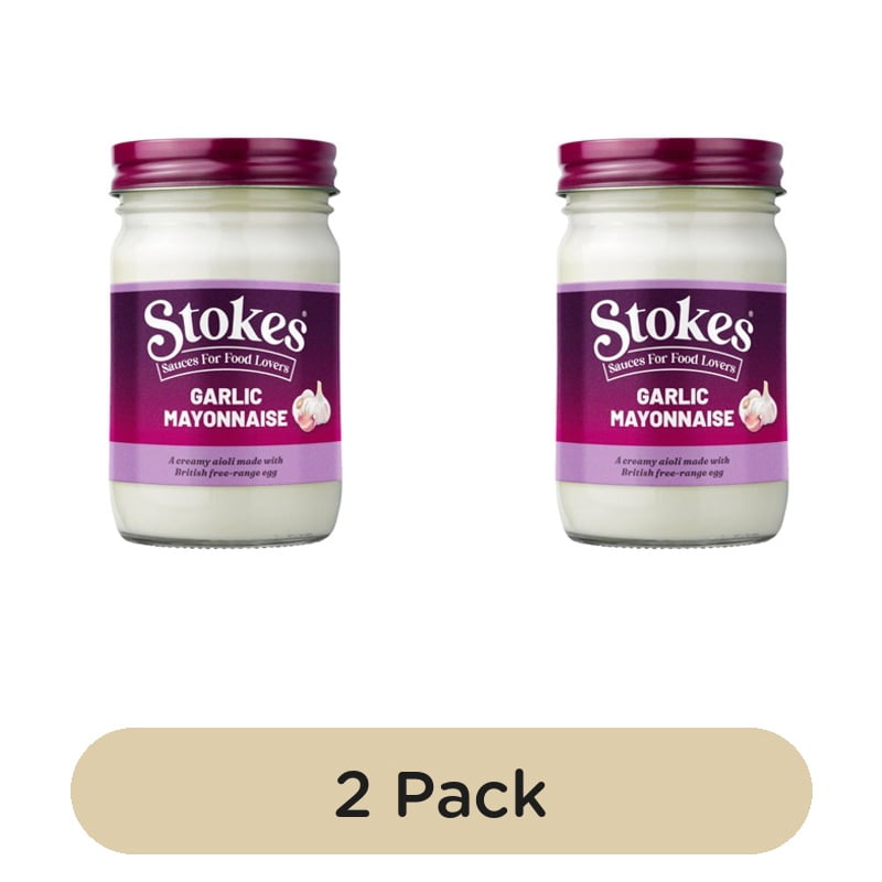 Stokes Garlic Mayonnaise 345g, British Import (Pack of 2)