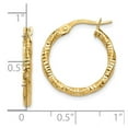 thumbnail image 2 of 10k Solid Yellow Gold Polished and Textured Hoop Earrings 19x19mm Wide 2mm Thick Hoop Earring for Women, 2 of 2