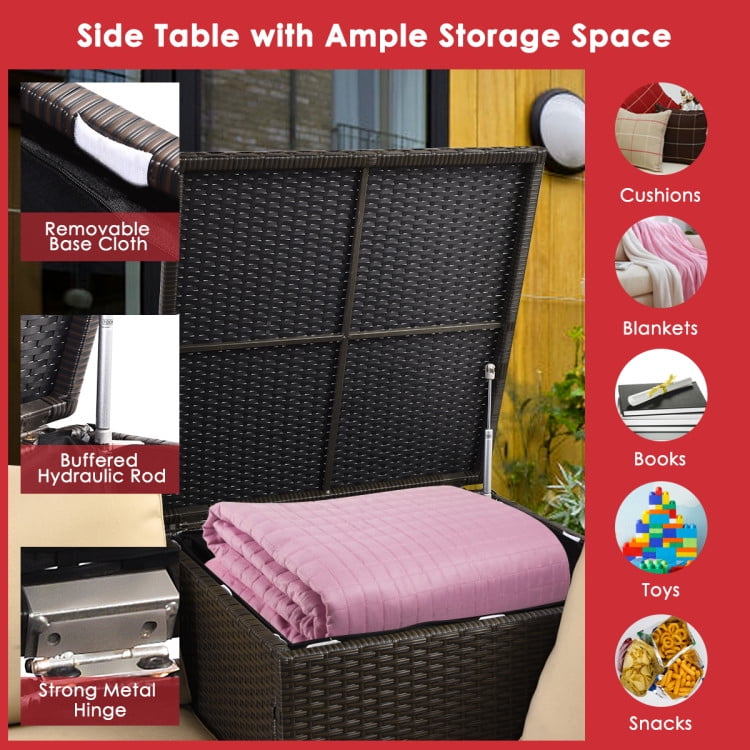 Aimee Lii 6 Pieces Outdoor Wicker Furniture Set with 32" Propane Fire Pit Table, Patio Conversation Sets, Red Aimee Lii 6 Pieces Outdoor Wicker Furniture Set with 32" Propane Fire Pit Table, Patio Conversation Sets, Red