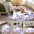 thumbnail image 5 of Purple Flowers Round Area Rug 7Ft Washable Circle Rugs for Dorm Laundry Room, Butterfly Spring Floral Watercolor Farmhouse Non-Slip Carpet Floor Mats Indoor Outdoor Carpet Runner Aesthetic Home Decor, 5 of 8
