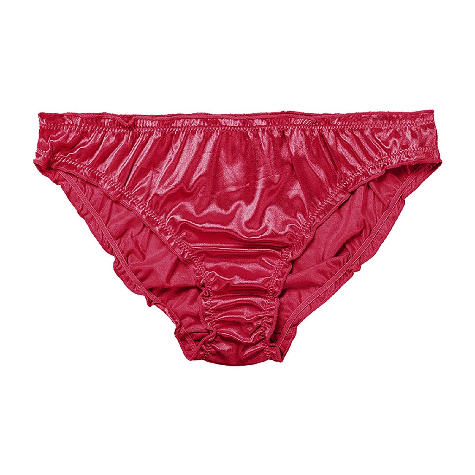 Sodopo Women's Sexy Frill Trim Satin Underwear Panties Mid Waist Wavy  Cotton Crotch Briefs Smooth Soft Nylon
