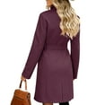 thumbnail image 6 of ClodeEU Women's Wool Blend Trench Coat With Belt,Trendy Stand Collar Button Coat With Pockets Purple,Womens Plus M, 6 of 8