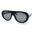 thumbnail image 4 of Retro Futurism Bold Flat Top Thick Plastic Racer Fashion Sunglasses [Navy - Gold Mirror], 4 of 7