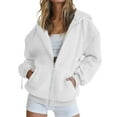 thumbnail image 4 of frariair Lightweight Full Zip Hooded Jacket Women Athletic Track Top With Kangaroo Pocket For Running And Gym Workout Essentials White L, 4 of 7