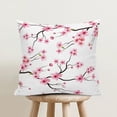 thumbnail image 2 of Cherry Blossom Decorative Throw Pillow Covers Set of 2, Pink Floral Pillow Cases Cushion Covers for Sofa Bed Couch Chair 18x18 Inch, Pink Living Room Couch Decor, 2 of 6