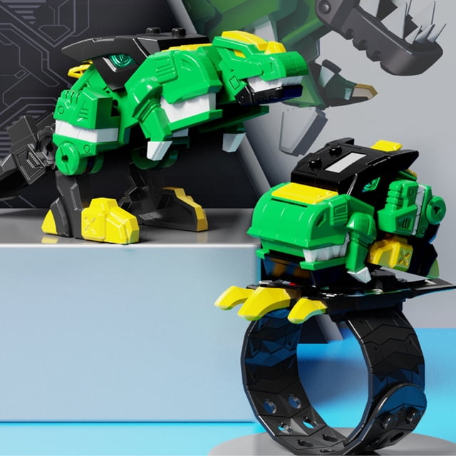EGNMCR Children's Deformation Toy Boy Super Dinosaur Strength Watch Body Changing Device Toy Engineering vehicle