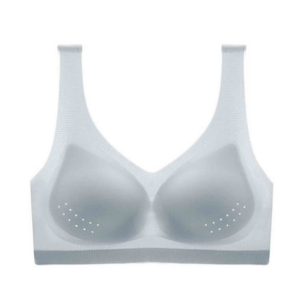 Plus Size Push up Bras Women Lightly Lined Bra Feature V-Neck Sport Bra Style W-845 Gray XL