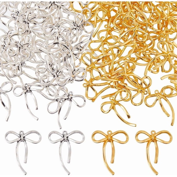 100 colgantes de aleación con lazo de 2 colores para mujer, colgantes de eslabones, aretes, collares, etc.