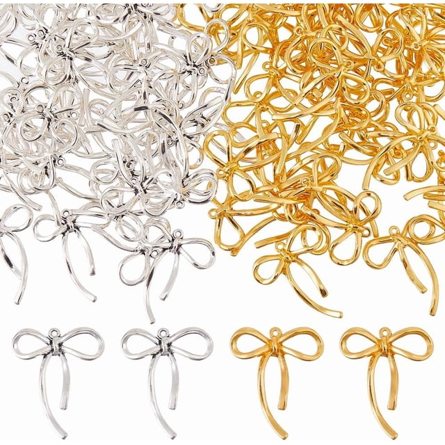 100 colgantes de aleación con lazo de 2 colores para mujer, colgantes de eslabones, aretes, collares, etc.
