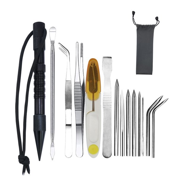 Eigraketly Marlin Set Agujas de cordones Acero inoxidable Profesional Pequeña artesanía Costura Reutilizable Extraíble Tejer Pin Trabajo de cuero carpas 14 piezas negro Eigraketly OD023335-16B