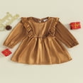 thumbnail image 2 of Toddler Velvet Dress with Ruffle Long Sleeve and  Neck for Baby Girl, 2 of 9