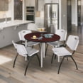 thumbnail image 3 of Regency 36 in. Round Breakroom Table- Mahogany Top, Chrome Base & 4 M Stack Chairs- Grey, 3 of 9