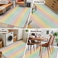 thumbnail image 5 of Colorful Striped Area Rugs 2.7'x5', Washable Small Throw Rugs for Kitchen Bedroom, Farmhouse Vertical Striped Burlap Rustic Indoor Outdoor Rug Non-Slip Low Pile Carpet Runner Reversible Floor Mats, 5 of 8