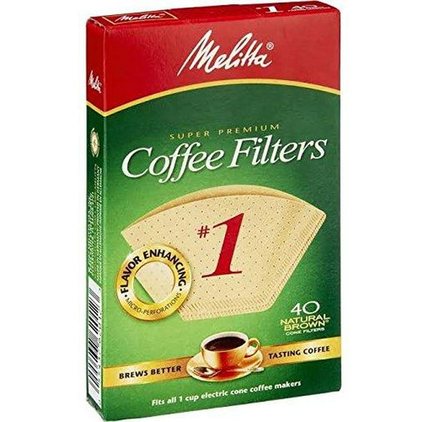 Melitta 620122 Size 1 Natural Brown Coffee Filters, 40 Count Walmart