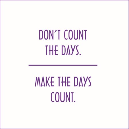 Don't Count the Days, Make the Days Count Vinyl Quote - Medium - Violet