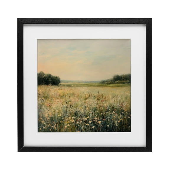 Stupell Industries Warm Wildflower Landscape Black Framed Print Under Glass design by Petal Prints Design, 13 x 13