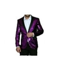 thumbnail image 3 of Men's Purple Shiny Sequin Paisley SharkSkin Blazer Dinner Jacket By Alberto Nardoni Brand Designer, 3 of 3