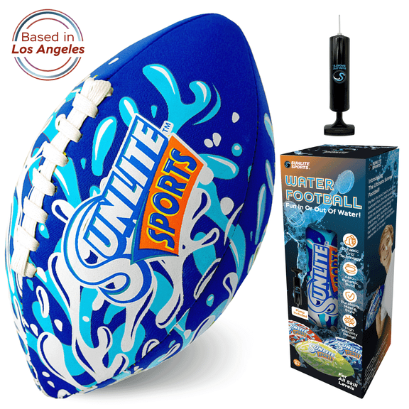 Sunlite Sports Waterproof Football for Lawn Backyard Pool Beach Lake Park Water Toy, Outdoor Play, for Kids Children Teens Adults, Family Fun, Blue