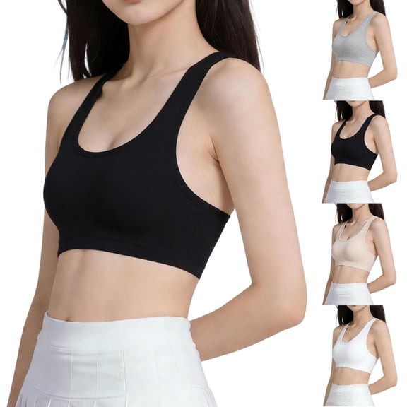 Loopsun 9 to 15 Years Girls Solid Training Bra with Fixed Chest Pads Gray, 13-14Years