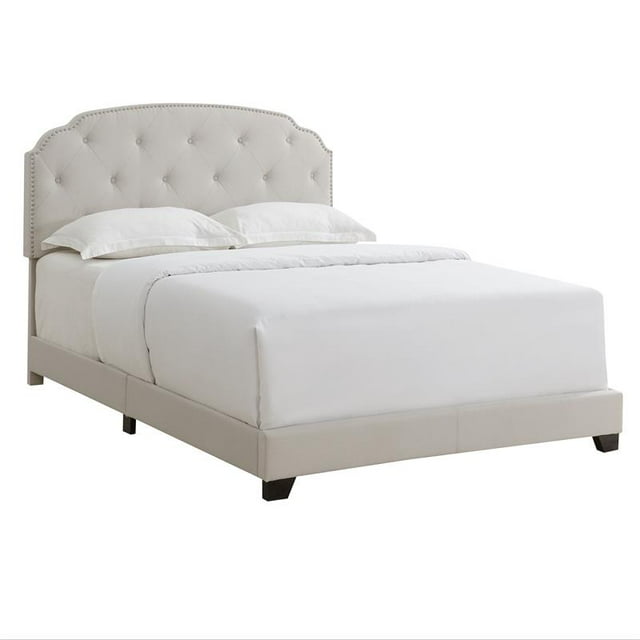 Tufted Nailhead Trim Full Upholstered Bed in Gray