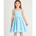 thumbnail image 3 of SGMVNU Girls Dress Summer Spaghetti Straps Smocked Ruched A Line Swing Dress Flowy Double Layered Tween Girl Party Dresses, Size 12 Years, Blue, 3 of 8