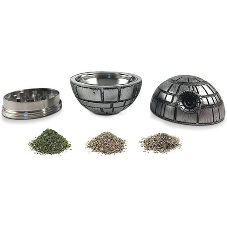 

CYQUIO Grinder Death Star Grinding machine for aluminum(grinder 40mm-1.5inch)with a catcher in a gift box.3-component Mill for grinding herbs spices and coffee 2х2х2