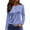 Cyan, variant on WTOBBY Women's Fashion Casual Round Neck Printed Long Sleeve T-Shirt, Side Slit Hem Loose Fit Top, Breathable Cotton Blend for Everyday Street Style,Blue L