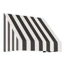 Awntech 3.38 Ft New Yorker Fixed Awning Canopy with Rigid Valance (40.5in x 24in x 48in), Black/White Stripe