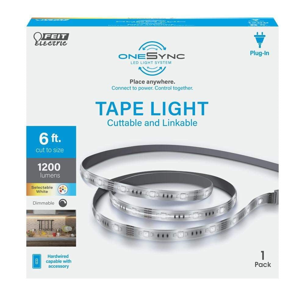 6 Ft. Plug-In Integrated LED White Strip Light Cuttable And Linkable Onesync With Color Change CCT Selectable