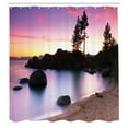 thumbnail image 3 of Ambesonne Landscape Shower Curtain, Sandy Beach by River, 69"Wx84"L, Purple Cream, 3 of 5
