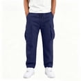 thumbnail image 6 of KeShDi Big And Tall Cargo Pants Children Loose Casual Fashionable Elastic Waist Casual Sports Workwear Pants Kids Navy 9-10 Years, 6 of 8