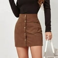 thumbnail image 5 of Women Short Skirt Solid Color High Waist Zipper Autumn Winter Skirt Corduroy Slim Single Slim Fit Solid Color Skirt Club Basic Leisure Dailywear, 5 of 9